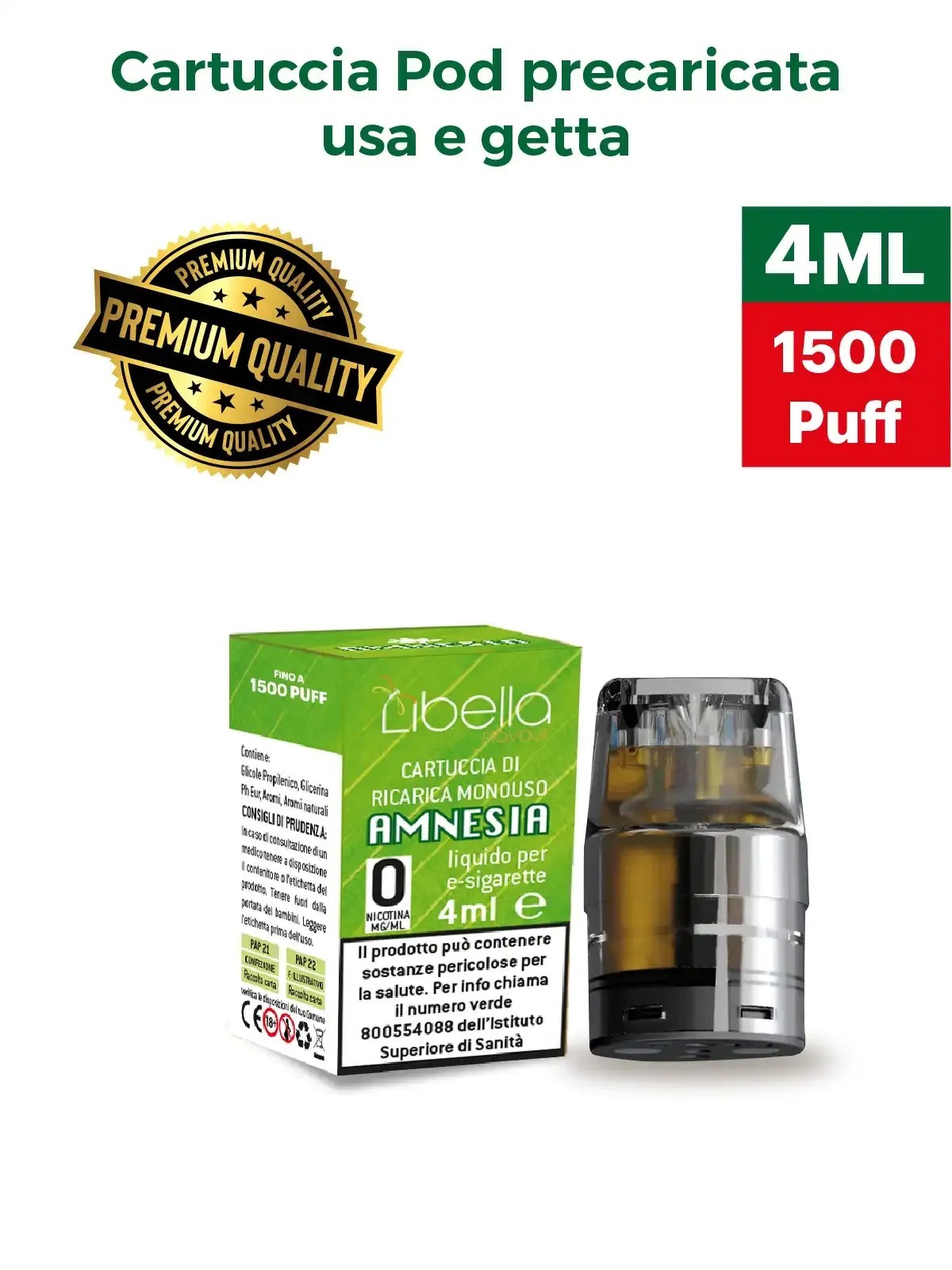 Amnesia eco Pod usa e getta 1500 Puff gusto cannabis