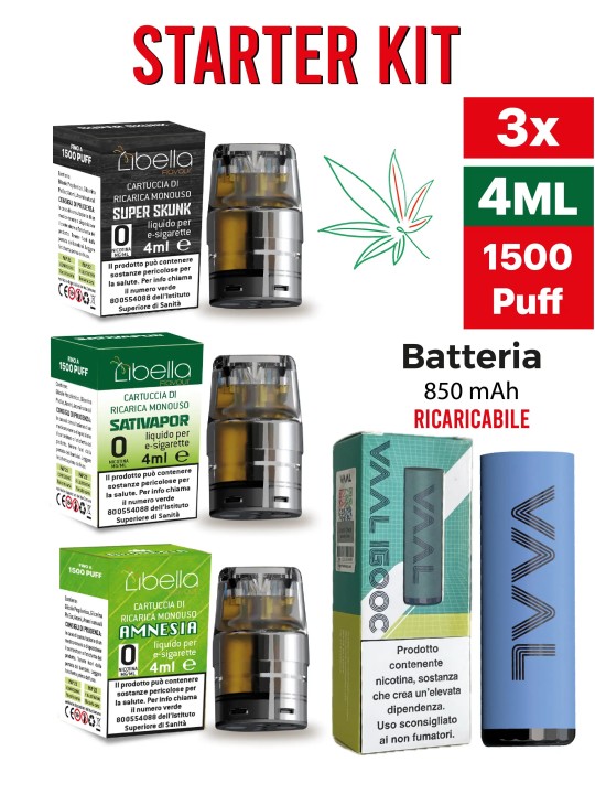 liquidi pronti con sali di nicotina Starter Kit eco Pod usa e getta 1500 Puff gusto cannabis ItaliaSvapo